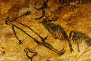 Ein Detail aus einer Kopie der mehr als 17.000 Jahre alten &bdquo;Shaft Scene&ldquo; aus den ber&uuml;hmten H&ouml;hlenmalereien von Lascaux ist w&auml;hrend einer Medienvorbesichtigung in Chicago zu sehen. Atemberaubende Reproduktionen der ber&uuml;hmten H&ouml;hlenmalereien von Lascaux werden zum ersten Mal au&szlig;erhalb Frankreichs in einer Ausstellung im Field Museum in Chicago gezeigt.