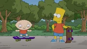 Wer kann besser Skateboard fahren: Bart (r.) oder Stewie (l.) ...