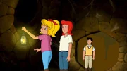 Bibi (l.), Tina (M.) und Alex (r.) sind im Keller von Schloss Falkenstein eingeschlossen.
