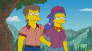 THE SIMPSONS: When Marge realizes that everyone views her as boring, she takes up competitive lumber-jacking as a hobby (and has a real gift for it). The circuit of competitive timbersports takes her on a month-long retreat to Portland with her trainer, Paula, whom Homer worries is going to steal her away forever in the &Ograve;Marge the Lumberjill&Oacute; episode of THE SIMPSONS.