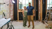 Ben and Erin Napier stand in the completely gutted kitchen to create the Bucks dream kitchen, as seen on Home Town, Season 8. Ben and Erin Napier stand in the completely gutted kitchen to create the Bucks dream kitchen, as seen on Home Town, Season 8.