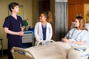 (v.li.): Freddie Highmore (Dr. Shaun Murphy), Antonia Thomas (Dr. Claire Browne), Diane Farr (Jean Starzak).