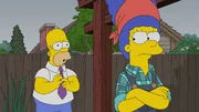THE SIMPSONS: When Marge realizes that everyone views her as boring, she takes up competitive lumber-jacking as a hobby (and has a real gift for it). The circuit of competitive timbersports takes her on a month-long retreat to Portland with her trainer, Paula, whom Homer worries is going to steal her away forever in the ÒMarge the LumberjillÓ episode of THE SIMPSONS. THE SIMPSONS: When Marge realizes that everyone views her as boring, she takes up competitive lumber-jacking as a hobby (and has a real gift for it). The circuit of competitive timbersports takes her on a month-long retreat to Portland with her trainer, Paula, whom Homer worries is going to steal her away forever in the ÒMarge the LumberjillÓ episode of THE SIMPSONS.