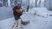 Lewis daughter collecting wood.