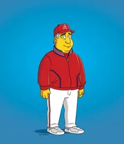 Der erfolgreiche Baseballtrainer Mike Scioscia greift Lisa, die Trainerin von Barts Baseballteam wird, unter die Arme. Der erfolgreiche Baseballtrainer Mike Scioscia greift Lisa, die Trainerin von Barts Baseballteam wird, unter die Arme.