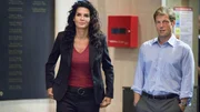 Es ist gut gegangen: Um Paul Wescourt (Jamie Bamber) das Leben zu retten, ist Jane Rizzoli (Angie Harmon) von einer Br&uuml;cke gesprungen.
