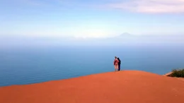 Blick von La Gomera auf den Teide in Teneriffa, dem h&ouml;chsten Berg Spaniens.