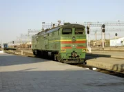 Doppel-Diesellokomotive in Buchara.