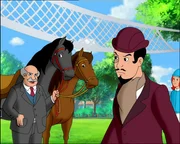 Oh je! Graf Falkenstein (r.) hat die Wette verloren, und nun geh&ouml;ren seine Pferde dem Brauereibesitzer (l.).