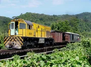 Diesellok auf der Strecke von San Pedro de Sula nach Tela.