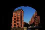 Das Wandrahmsfleet in der Speicherstadt Hamburg.
