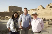 Raksha Dave, Dan Snow and John Sergeant in Karnak temple in Luxor, Egypt.