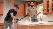 Rob Lowe, alongside Drew and Jonathan Scott, as they demo the kitchen and living room for Rob's former assistant turned property manager, as seen on Celebrity IOU.