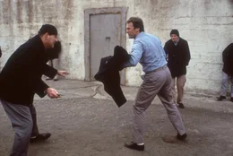 (v.l.n.r.) Wolf (Bruce M. Fischer); Frank Morris (Clint Eastwood); Chester 'Doc' Dalton (Roberts Blossom)