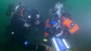 Ross Kemp and maritime archaeologist, Mallory Haas.