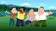 Entdecken auf dem wilden Abenteuertrip neue Seiten ihrer Freundschaft: Quagmire, Cleveland, Joe und Peter ...