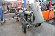 DeLorean Dream Car episode. The vintage Massey Ferguson tractor at the workshop.