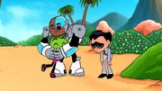 v.li.: Beast Boy, Cyborg, Robin