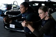 CRIMINAL MINDS: EVOLUTION- "Oedipus Wrecks" : Aisha Tyler as Dr. Tara Lewis and A.J. Cook as Jennifer 'JJ' Jareau in Criminal Minds: Evolution, streaming on Paramount+.