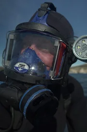 Shawn Pomrenke bereit zum Tauchen.