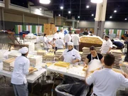 NASCAR Cake. Culinary students unbox the hundreds of pound cakes that will go into the NASCAR cake.