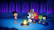 v.li.: Robin, Cyborg, Starfire, Beast Boy, Raven
