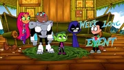 Starfire, Cyborg, Beast Boy, Raven, Robin.