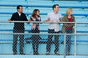 L-R: Vish Patel (Ajay Mehta), Nina Patel (Anjali Bhimani), Phil (Ty Burrell), Claire (Julie Bowen)
