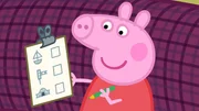 Peppa f&uuml;llt das Arbeitsblatt aus. Was sie wohl gerade entdeckt hat?