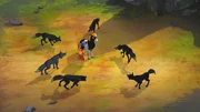 Das Wolfsrudel hat Yakari und sein Pferd Kleiner Donner eingekreist.