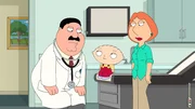Bei einem Arztbesuch wird bei Stewie (M.) ADHS diagnostiziert. W&auml;hrend Lois (r.) sich Sorgen macht, versucht Brian, Vorteile f&uuml;r sich herauszuziehen ...