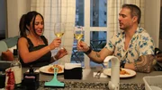 Monica Durazo on her date with Bruno Borges Bernardi at his apartment eating dinner.