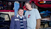 Hosts Mike Brewer and Edd China as seen in the series Wheeler Dealers.