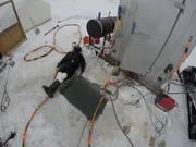 Zeke Tenhoff gathers his thoughts before a life-threatening dive through the pressure ridge tunnel at Hastings Creek.