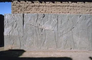 Frieze, Northwest Palace, Calah (Nimrud), Iraq, 1977. The Northwest Palace was the most important palace at the Assyrian city of Nimrud. It was built by Ashurnasirpal II in the 9th century BC. (Photo by Vivienne Sharp/Heritage Images/Getty Images)