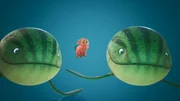Neben den Melonensuchus wirkt Ginger winzig klein.