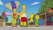 (v.l.n.r.) Marge; Maggie; Homer; Bart; Lisa