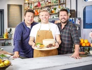 (v.l.n.r.) Jamie Oliver; Rob Beckett; Jimmy Doherty