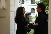 LAW & ORDER: CRIMINAL INTENT -- "War at Home" Episode 6009 -- Pictured: (l-r) Fran Drescher as Elaine Dockerty, Eric Bogosian as Captain Danny Ross --NBC