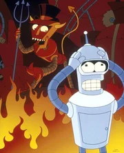 Prompt landet Bender (r.) in der H&ouml;lle, und Fry und Leela m&uuml;ssen ihn befreien ...