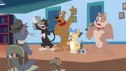 Vorne, v.li.: Tom, Jerry. Hinter, v.li.: Butch Cat, Red Herring, Toodles, Crooked Eddie, Spike.
