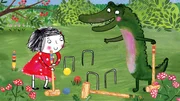 Rita wei&szlig; alles &uuml;ber Krocket, aber das Krokodil muss noch viel lernen.