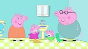 L-R: Mummy Pig, Peppa Pig, George Pig, Daddy Pig