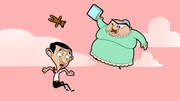 L-R: Mr. Bean (voiced by Rowan Atkinson), Mrs. Wicket (voiced by Sally Grace).