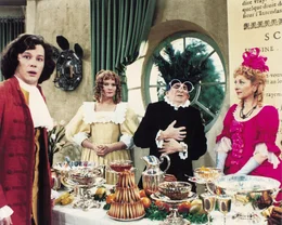 (l-r) Herv&eacute; Bellon, Claude Gensac, Louis de Fun&egrave;s, Claire Dupray