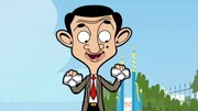 Mr. Bean m&ouml;chte aus seiner Unterw&auml;sche eine elastische Schleuder bauen, in die er sich setzen kann, um vom Blitzer geknipst zu werden.
