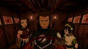 L-R: Suki, Sokka, Toph
