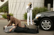 v.re.: Calleigh Duquesne (Emily Procter), Alexx Woods (Khandi Alexander), Richard Laken (Mark Devine)