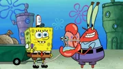 L-R: SpongeBob, Gary, Mr. Krabs