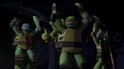 L-R: Leonardo, Michelangelo, Raphael, Donatello